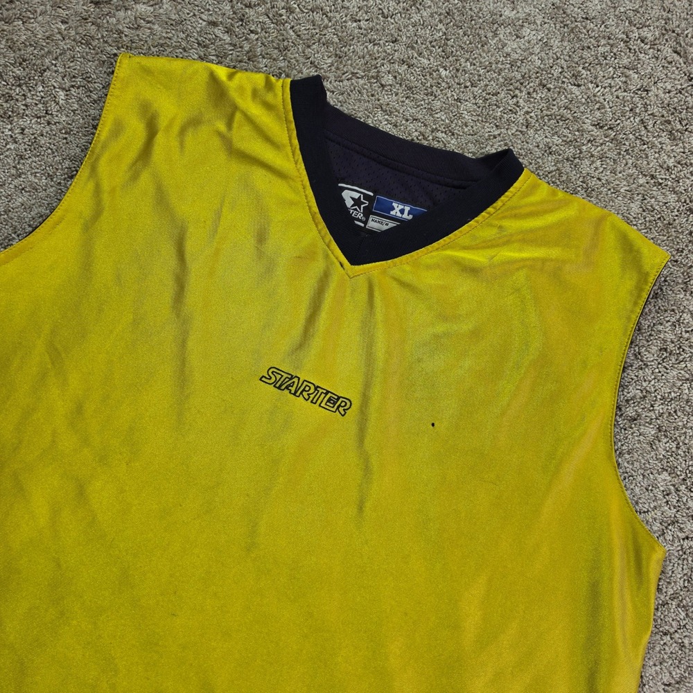 VINTAGE Starter Reversible Basketball Jersey Mens XL Navy Yellow Athletic Casual - Picture 1 of 12